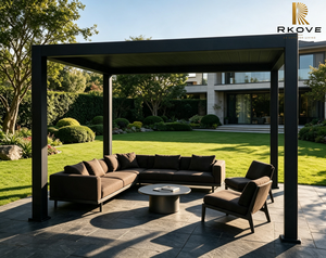 Pérgola Motorizada de Aluminio RKOVE de 3*4M con Techo de Láminas Ajustables y Retráctiles, Impermeable, Bioclimática, para Jardín, Patio, Villa - Product Image 4
