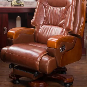 Chaise de bureau en cuir de style patron, chaise de direction, mobilier de bureau rétro pour la maison, fabricant OEM ODM, vente en gros, commande en gros - Product Image 5