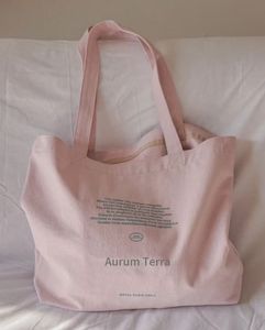 Sac de plage en toile personnalisé, grand format, écologique, pour week-end, sac de shopping durable en toile rose avec broderie - Product Image 5