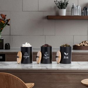<span class=keywords><strong>Set</strong></span> di <span class=keywords><strong>3</strong></span> coperchio di zucchero tè e caffè contenitori sigillati <span class=keywords><strong>cucina</strong></span> commercio all'ingrosso vasetti acciaio zincato contenitore di stagno <span class=keywords><strong>cucina</strong></span> cibo di bambù Vintage - Product Image 6