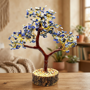 Arbre en cristal d'améthyste fait main avec 300 copeaux de pierres précieuses, branches en fil d'or et base, décoration d'intérieur - Product Image 5