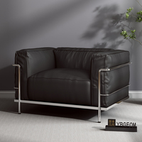 Canapé multifonctionnel en PU de style nordique, pour salon, design italien minimaliste Bauhaus, noir, une place, luxe léger