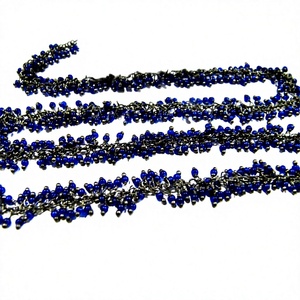 Cadena de Cuentas de Cuarzo Azul Zafiro en Forma de Rondelle, 1 Pie, 2mm, Lisa, Envuelta en Alambre - Product Image 1
