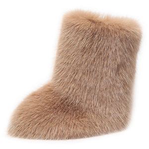 <span class=keywords><strong>Bottes</strong></span> à semelle personnalisée en peluche rose avec broderie de sourire - Product Image 3