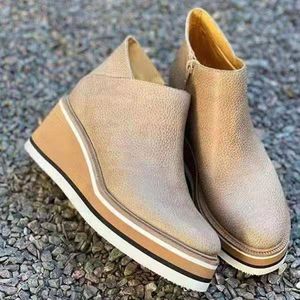 <span class=keywords><strong>Bottines</strong></span> tendance pour femmes, <span class=keywords><strong>bottines</strong></span> à talons hauts et épais pour l'hiver, <span class=keywords><strong>bottines</strong></span> à enfiler en PU synthétique confortables, bout rond, plateforme antidérapante - Product Image 4