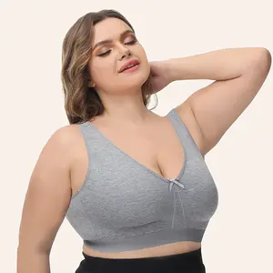 Dames Draadvrije Niet-Gewatteerde Full Cup Dames Grote Katoenen Steunbeha Plus Size Bh 'S Voor Dames Ondergoed