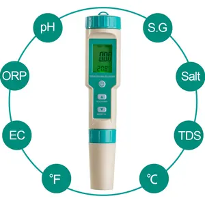 China Fabriek Water Ph Tester Pen Orp Meter 7 In 1 Tds/Ec/Zoutgehalte/Orp Meter Temperatuur tester