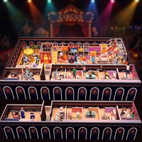 Equipo de juegos interior directo de fábrica: Temática Noche de Circo, Carrusel a rayas, Piscina de bolas, Red de seguridad, Cuarto de juegos de rol para niños
