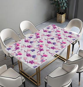 Nappe géométrique en PVC motif tournesol, lavande, fleur de cerisier, motif citron, grille à carreaux pour fête de mariage - Product Image 6