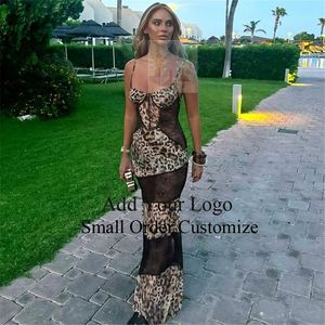 Abito Lungo in Rete con Paillettes Metalliche e Stampa Leopardata, Sexy Camicia da Notte per Ragazze - Product Image 5