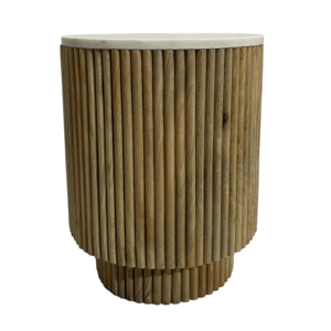 Tavolino con base scanalata e piano in marmo, pezzo d'arredo moderno per piccoli spazi, tavolino da salotto. - Product Image 2