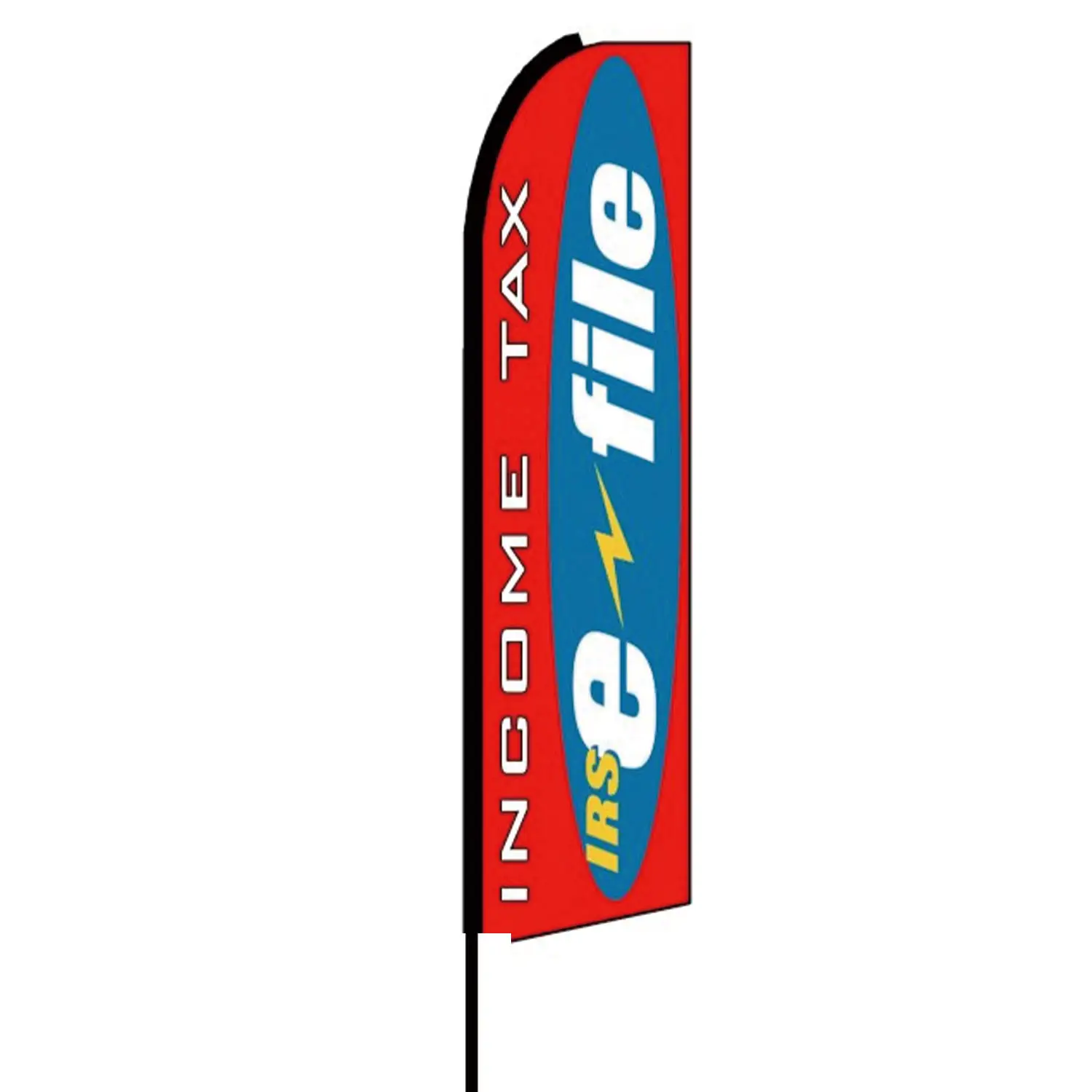 48h Fast Delivery 100%Polyester Screen Print Advertising banner outdoor Income Tax Irs E-file Swooper feather flags hardware