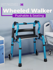 รถเข็นพับได้พร้อมที่นั่ง - อุปกรณ์ช่วยเคลื่อนที่น้ำหนักเบาสำหรับผู้สูงอายุ/ผู้พิการ (ฟังก์ชั่นช่วยผลักและ<span class=keywords><strong>เก้าอี้</strong></span>อาบน้ำ 2-in-1 รับน้ำหนักได้ 136 กก.) - Product Image 6