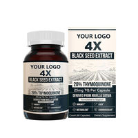 Capsules d'huile de nigelle personnalisables OEM/ODM, extrait de thymoquinone à 20 %, 4X Vegan, pour l'immunité des adultes, la santé du foie et du cœur - 60 unités