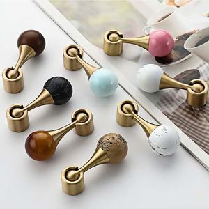 Poignées de style médiéval en laiton à trou unique - Boutons ronds à boule multicolores pour armoire/placard/meuble TV/tiroir - Product Image 3