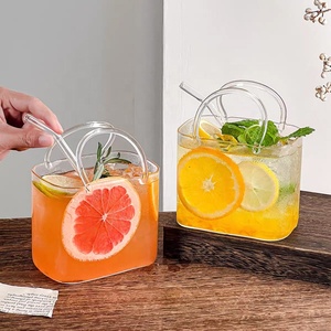 Decanter per Vino a Forma di Borsetta Trasparente da 26 oz con Manico, Regalo per Feste, Matrimoni, <span class=keywords><strong>Bar</strong></span>, per Succhi di Frutta e Tè - Product Image 3