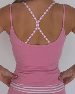 Camiseta deportiva tipo top con tirantes finos, de doble capa, a rayas, reciclada, con soporte de compresión, elástica y que absorbe la humedad - Product Image 3