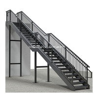 Design moderne personnalisé Escalier extérieur au deuxième étage Escalier droit extérieur en acier pour résidence et appartement Rénovations résidentielles