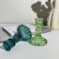 Bougeoirs en verre en vente flash, porte-bougie multicolores, support de bougie pour centre de table, décoration de la maison, mariage