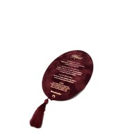 Carte de menu de mariage ovale en acier inoxydable rouge bordeaux, style européen-américain, impression dorée à chaud, pompons, assiette de banquet de mariage