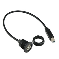 Câble d'extension USB 2.0 Type B mâle-femelle à montage sur panneau, avec verrouillage de filetage PVC, charge rapide 3A, longueur 1 mètre