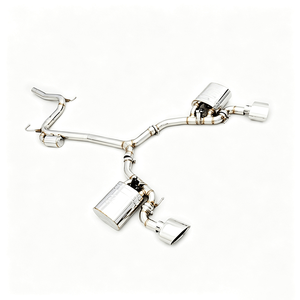 Silencieux d'échappement universel à double boucle, épaisseur 1,5 mm, 2 entrées, embout 4,0, acier inoxydable chromé poli pour <span class=keywords><strong>Audi</strong></span> A4 A3 <span class=keywords><strong>A5</strong></span> - Product Image 3