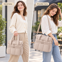 Sac à lunch isotherme double couche grande capacité matelassé avec bandoulière pour le travail et les voyages, logo personnalisé, vente en gros