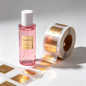 Étiquettes de parfum rouges personnalisées OEM, calligraphie arabe, autocollant adhésif transparent en rouleau pour emballage de bouteilles en verre, luxe - Product Image 3