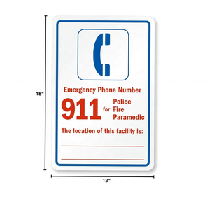 Số điện thoại khẩn cấp 911 dấu hiệu cảnh báo an toàn nhiều lớp vinyl cháy nhãn khẩn cấp - Product Image 1