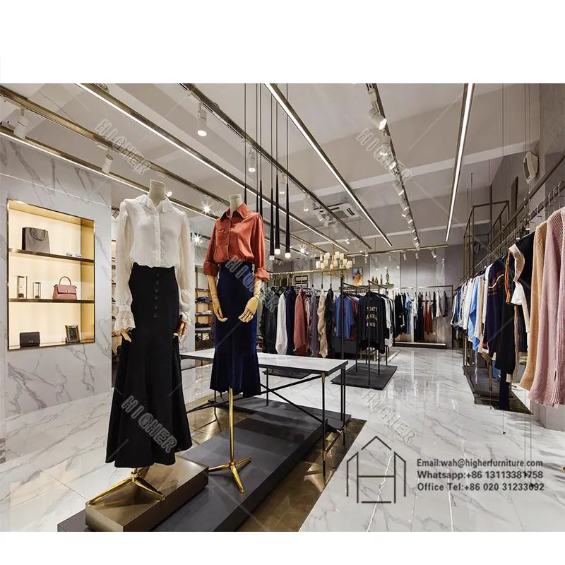 Vitrine de exibição de roupas personalizadas para lojas de roupas, balcão de unidades de exibição de roupas para venda