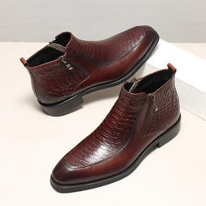 Chaussures en cuir à bout pointu pour hommes, en cuir véritable, chaussures de ville formelles, chaussures de mariage pour le marié, à semelle épaisse, rehaussantes, type Derby - Product Image 1