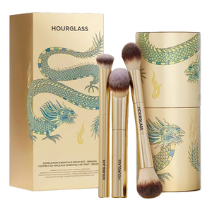 Ensemble de pinceaux de <span class=keywords><strong>maquillage</strong></span> Dragon Complexion Essentials, pinceaux dorés avec support et boîte <span class=keywords><strong>pour</strong></span> fond de <span class=keywords><strong>teint</strong></span>, blush et poudre - Product Image 4