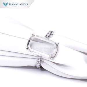 Tianyu gemas personalizado corte de gran tamaño de moissanite de oro puro anillo de mujer - Product Image 6