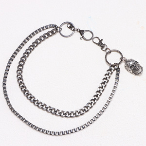 Double Layer Metal Waist <b>Chain</b> Skull Design Zinc Alloy Hip Hop Street Style Fashion Pants <b>Chain</b> For Men Daily Wear - Product Image 3