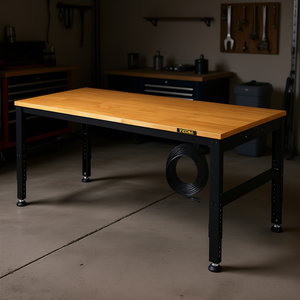 Banc de travail réglable Vevor 61 x 20 avec plateau en bois dur et pieds en métal, pour garage, atelier, bureau, hauteur réglable de 27,1 à 36 pouces, capacité de 2000 livres - Product Image 2