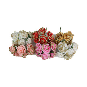 Houn Artificial <b>Roses</b> <b>Gold</b> Powder Foam Single Branch Minimalist Modern French Style Decor For Photography Arranging Window - Product Image 1
