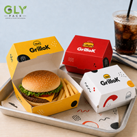 Boîte à hamburger GLY PACK, emballage alimentaire jetable en papier, frites à emporter, sandwich, restauration, impression de logo personnalisée