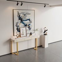 Console d'entrée moderne de luxe léger en dalle de roche, meuble de rangement et présentoir pour salon, idéal pour les salons et les hôtels