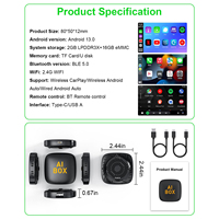 Adaptador inalámbrico CarPlay 5 en 1 Apple CarPlay y Android Auto Soporte Netflix YouTube Descargar aplicaciones Ai Box Dongle para 99% coches