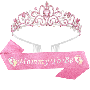 Décorations pour future maman, fête prénatale et Saint-Valentin : Couronne et écharpe à paillettes, non toxiques, pour intérieur/extérieur - Product Image 1