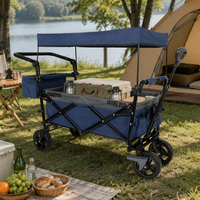 Chariot pliant robuste pour l'extérieur à 2 places avec auvent, chariot utilitaire pliable