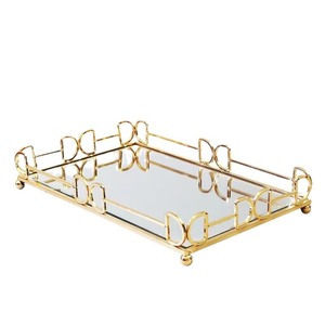 Plateau <span class=keywords><strong>miroir</strong></span> en fer de style européen léger et luxueux, chambre à coucher, salon, ornements créatifs, <span class=keywords><strong>rangement</strong></span> de cosmétiques et de <span class=keywords><strong>bijoux</strong></span> de grande valeur - Product Image 5