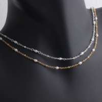 Chaîne Saturne en Or 14K Plaqué/Argent S925 avec Perles de Riz d'Eau Douce de 2-2,5 mm pour la Fabrication de Colliers et Bracelets Permanents
