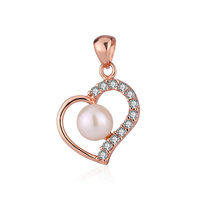 Plaqué or rose 925 argent perle d'eau douce bijoux mariage amour coeur pendentif à breloques collier minimaliste bijoux pour fille