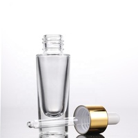 Flacon pompe compte-gouttes en verre transparent de luxe personnalisé pour sérum visage et cheveux, 15 ml, 30 ml