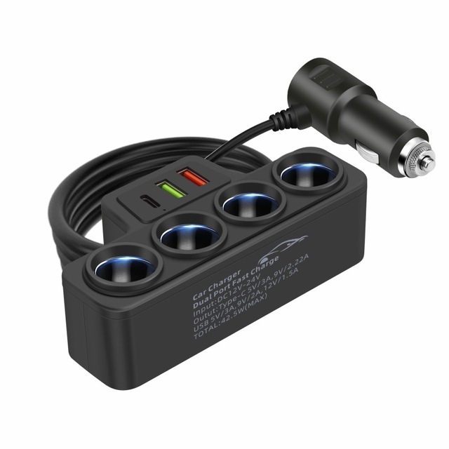 Wholesale High Quality 120W Multi-function Cigarette Lighter Car Charger 4 Ports Usb Car Charger Socket QC 3.0 Phone Charger