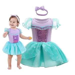 Baby Toddler Girls 3-24M 100% Cotton Short Sleeve Romper Dress Mermaid Newborn Costume BPGC-003