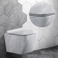 Vente directe en gros de cuvettes de toilettes murales en céramique sans rebord, colorées, en marbre, sanitaires pour salle de bain