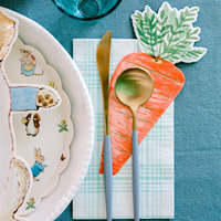 Fournitures de fête de Pâques en gros : Assiettes à salade jetables en forme de lapin, assiettes en papier, gobelets, serviettes, ensemble de vaisselle jetable