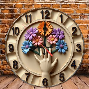 Round Wooden Wall <b>Clock</b> 25cm Quiet Quartz Movement Indoor Decor For Living Room Apartment - Product Image 6